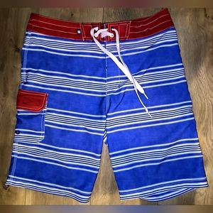 Men's Sperry Top-Sider Size 30 Blue Striped Board Shorts Swim Trunks Swimsuit